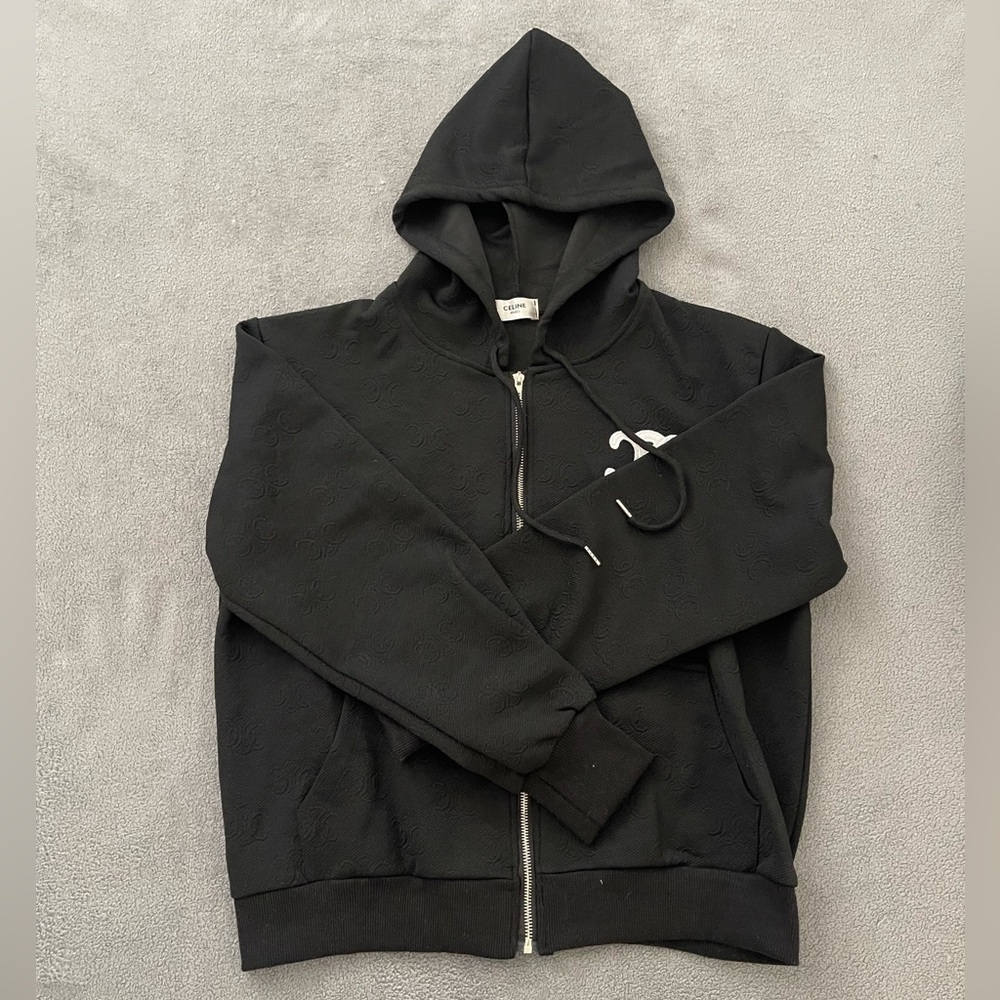 Chic Black Zip-Up Sweater/Sweat Pants Set